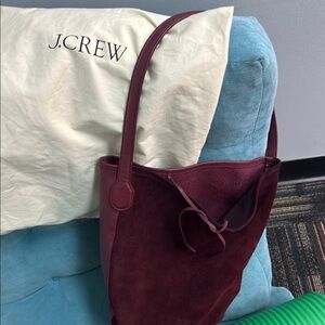 J. Crew Burgundy Suede Tote Bag